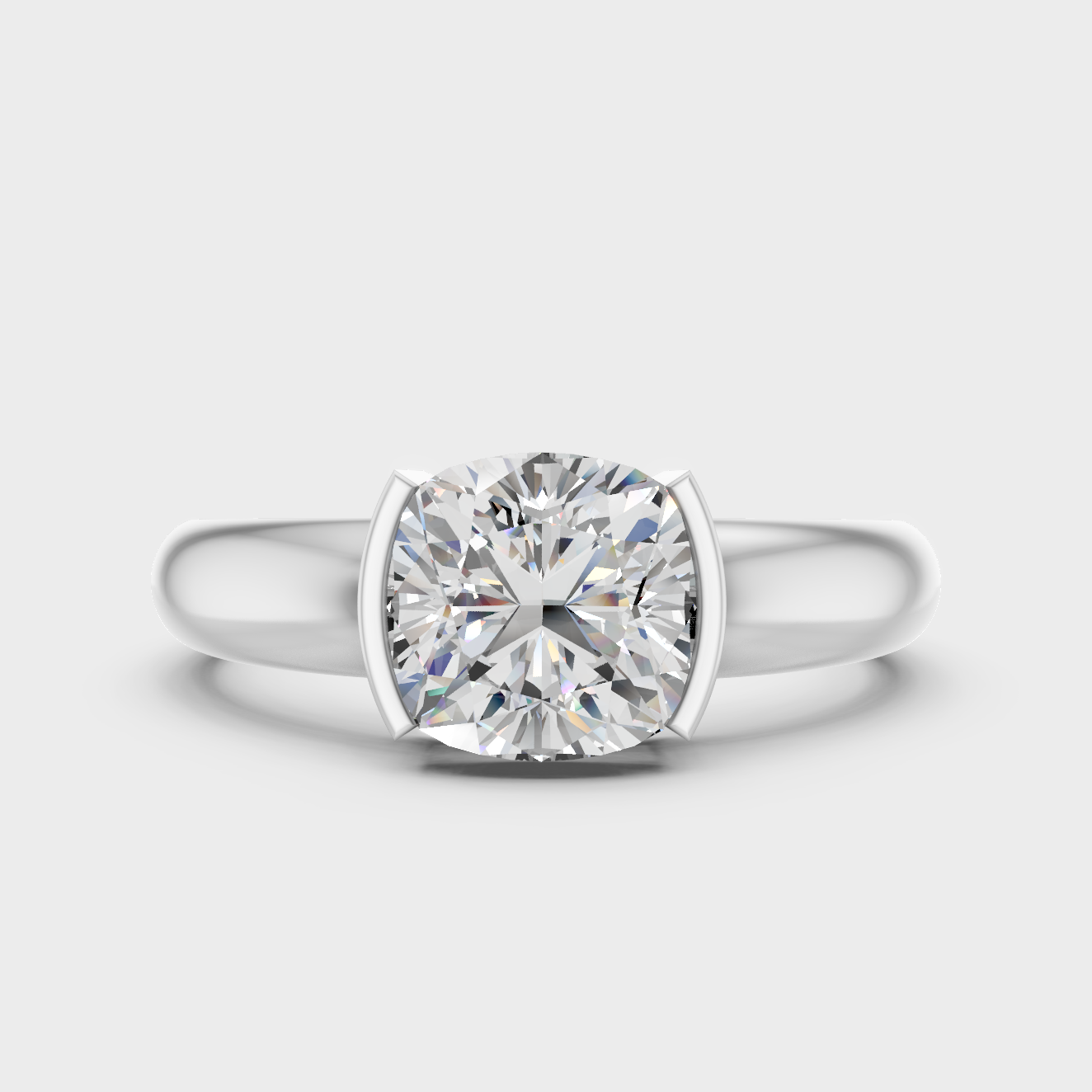 White Gold Cushion Engagement Ring With Certified Lab Diamond